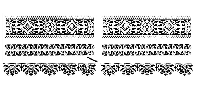 SCHABLONER - Posh Chalk Premium Stencils - Lace Border - Mönsterpass