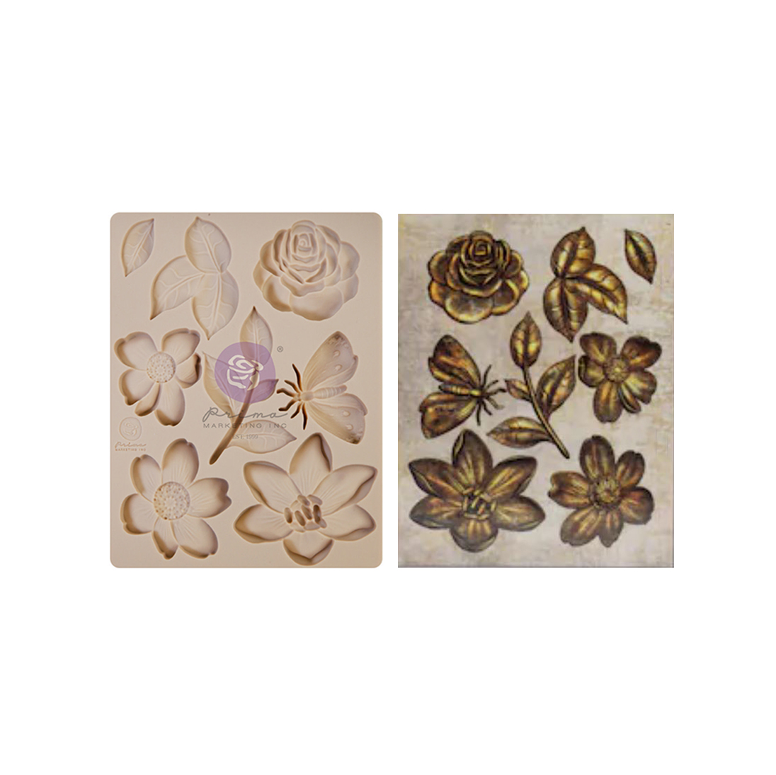Prima Marketing® Decor Mould - Silikonform - Watercolour Floral (liten ca 9x11.5cm)