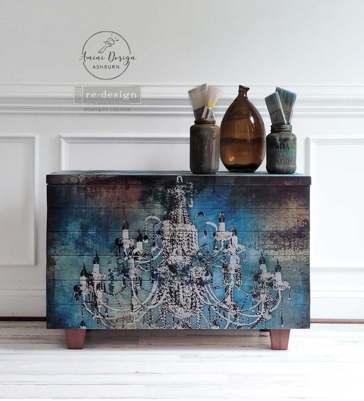 DECOUPAGE - Re Design - A1 Tissue Paper - Moody Chandelier - Photo credit: @AminiDesignAshburn