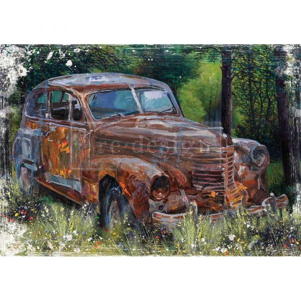 DECOUPAGE - Re Design - A1 Tissue Paper - This Rusty car