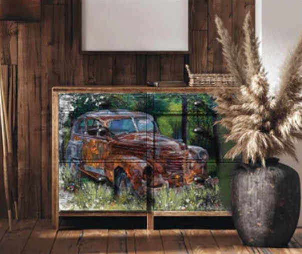 DECOUPAGE - Re Design - A1 Tissue Paper - This Rusty car