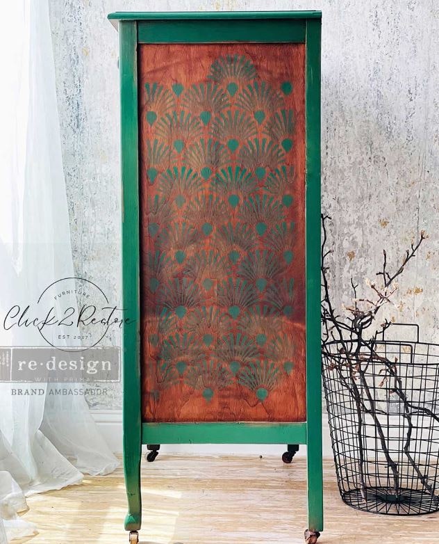 SCHABLON - ReDesign Décor Stencils - KASHA DECO PEACOCK - Photo Credit: @click2restore