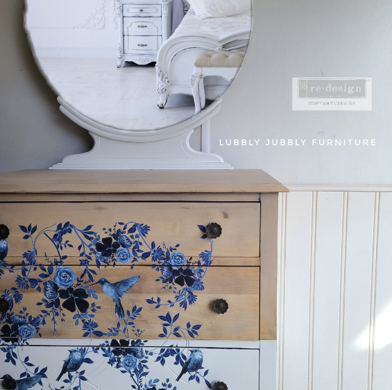 Transfermotiv - Re Design Décor Transfers - Pretty in Blue - Photo Credit: @lubblyjubblyfurniture