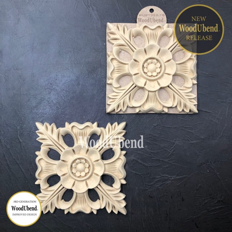 FLEXIBLA ORNAMENT - WoodUbend - Decorative Floral Squares (XL) WUB1352.18 (2-pack)