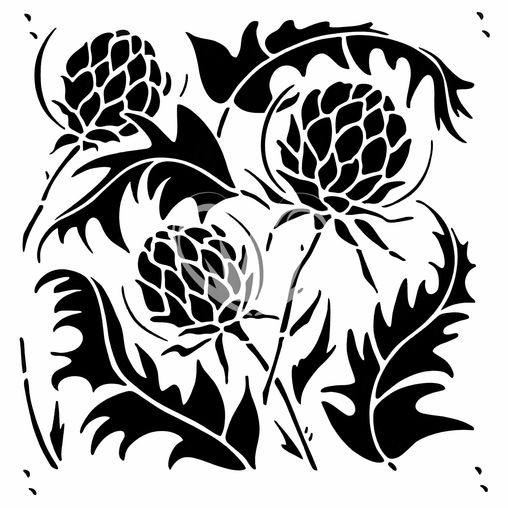 Posh Chalk® Schablon - Artichoke and Leaves 30x30cm