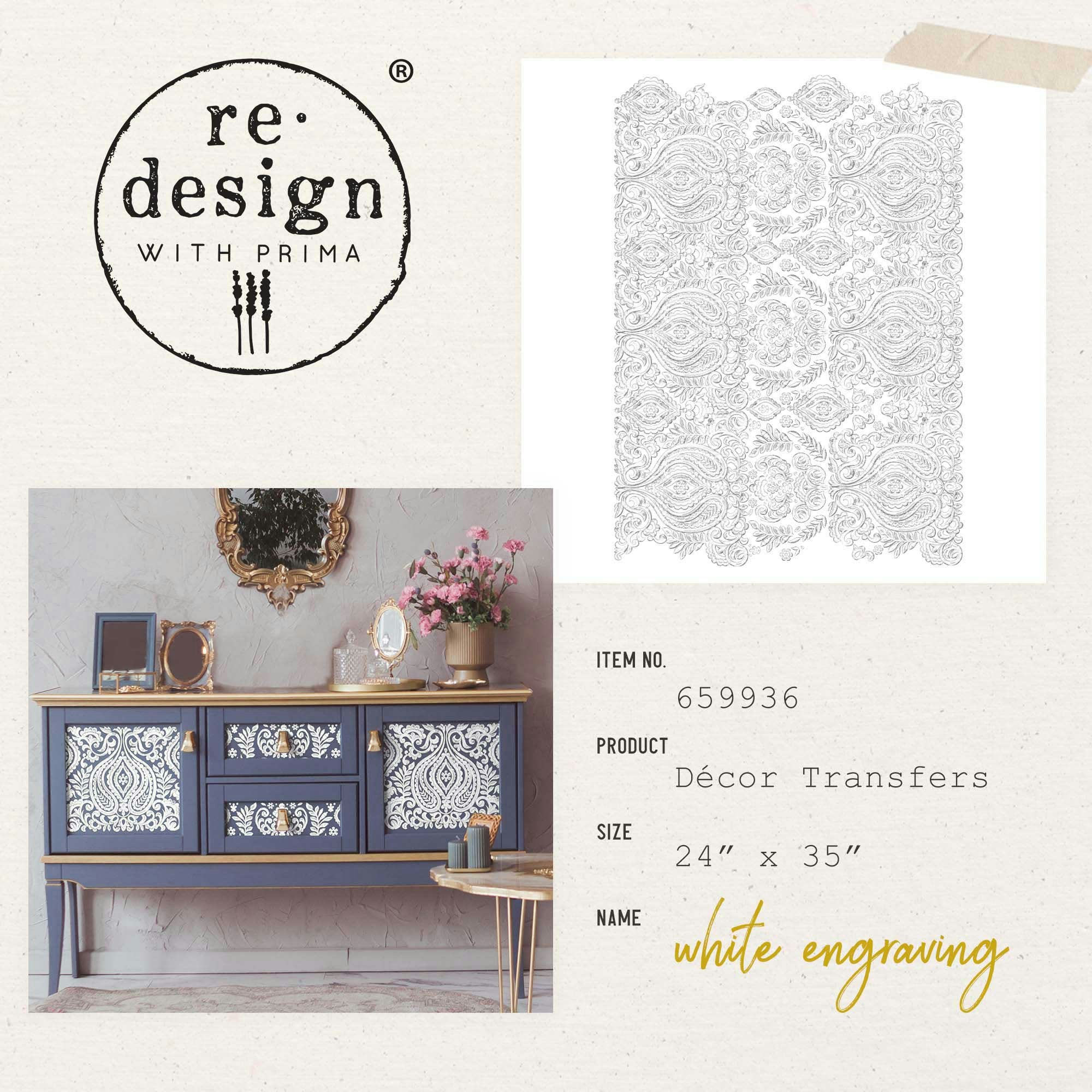 Transfermotiv - Re Design Décor Transfer - White Engraving