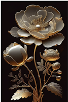 MINT - A1 Decoupagepapper (ca 59x84cm) - GOLDEN BLOOM 2