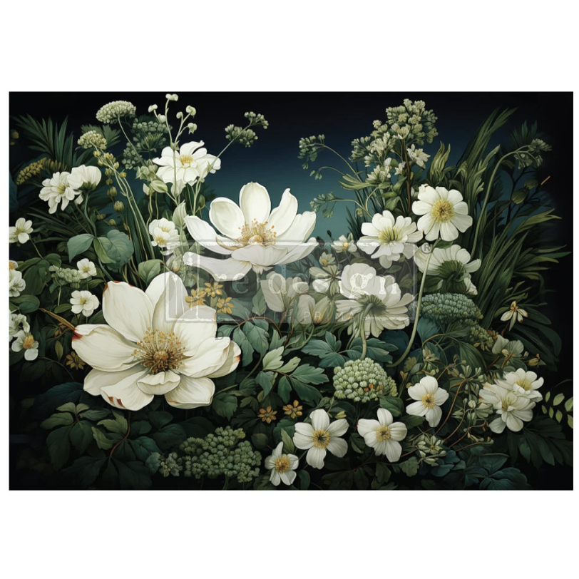 DECOPUPAGEPAPPER - A1 Decoupage Fiber Paper - Contrast of Night and Petal