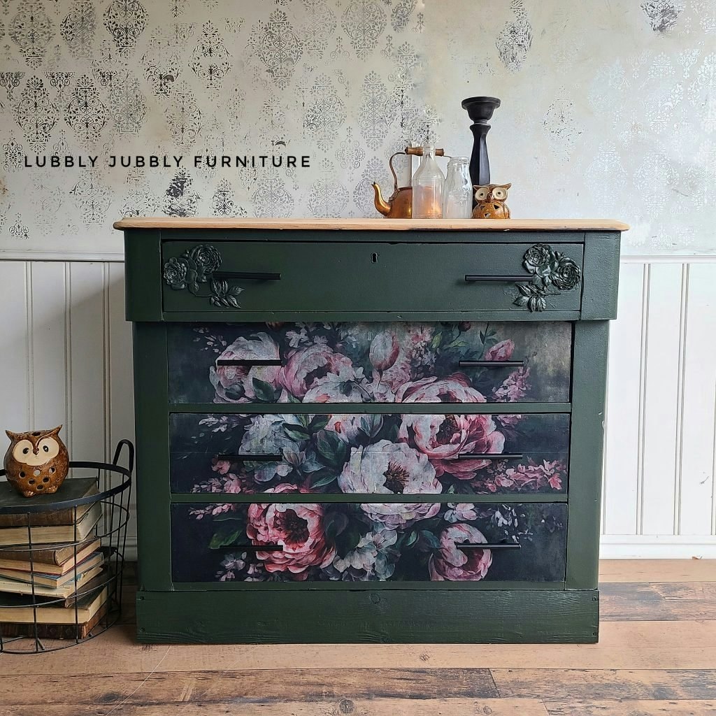 DECOPUPAGEPAPPER - A1 Decoupage Fiber Paper - Mossy Rose Delight