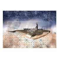 Re Design - A1 Decoupage Fiber Paper - Whale in Cosmos 59x84cm
