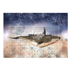 Re Design - A1 Decoupage Fiber Paper - Whale in Cosmos 59x84cm
