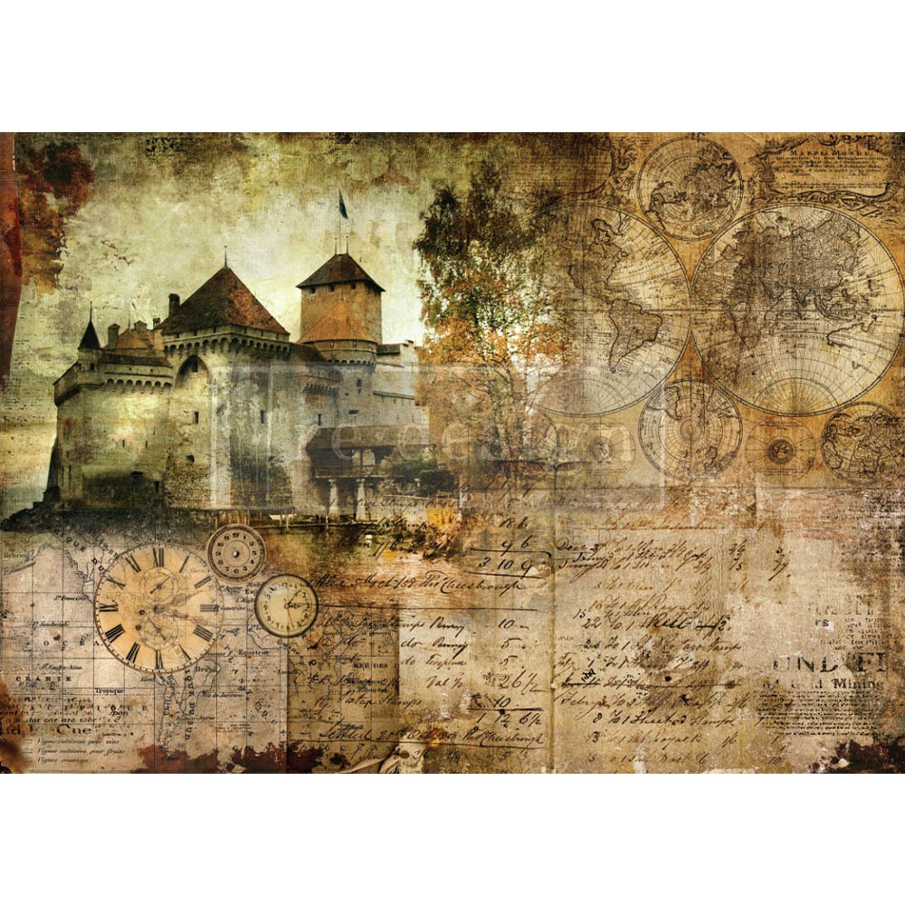 Re Design - A1 Rice Paper (Mulberry Tissue) - Hilltop Castle ca 59x84cm