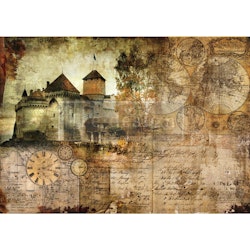 Re Design - A1 Rice Paper (Mulberry Tissue) - Hilltop Castle ca 59x84cm