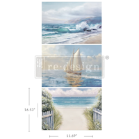 Re Design - A3 Decoupage Fiber Paper - Seascape Melody 3-Pack á 30x42cm/st