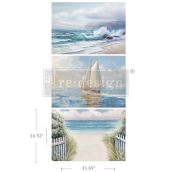Re Design - A3 Decoupage Fiber Paper - Seascape Melody 3-Pack á 30x42cm/st
