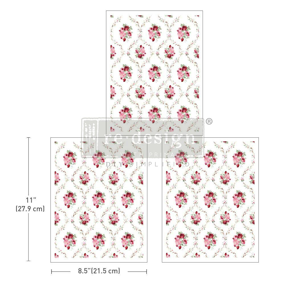 TRANSFERMOTIV - Re Design Décor Transfer -  Blush Bouquet - A4 (3-pack)