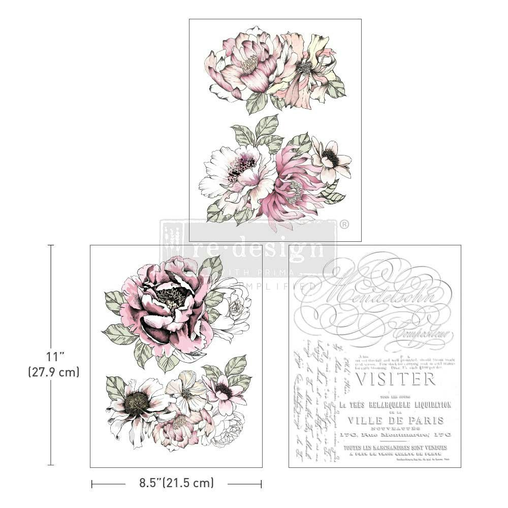 TRANSFERMOTIV - Re Design Décor Transfers -  Desert Rose - A4 (3-pack)