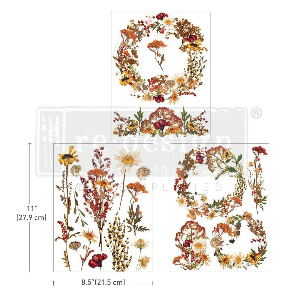 TRANSFERMOTIV - Re Design Décor Transfer - Dried Wildflowers - A4 (3-pack)