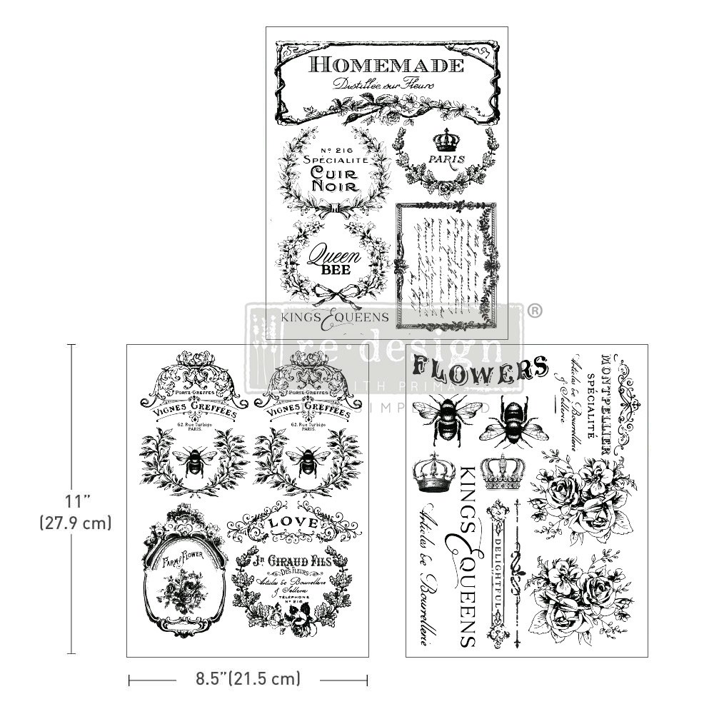 TRANSFERMOTIV - Re Design Décor Transfer - French Labels - A4 (3-pack)