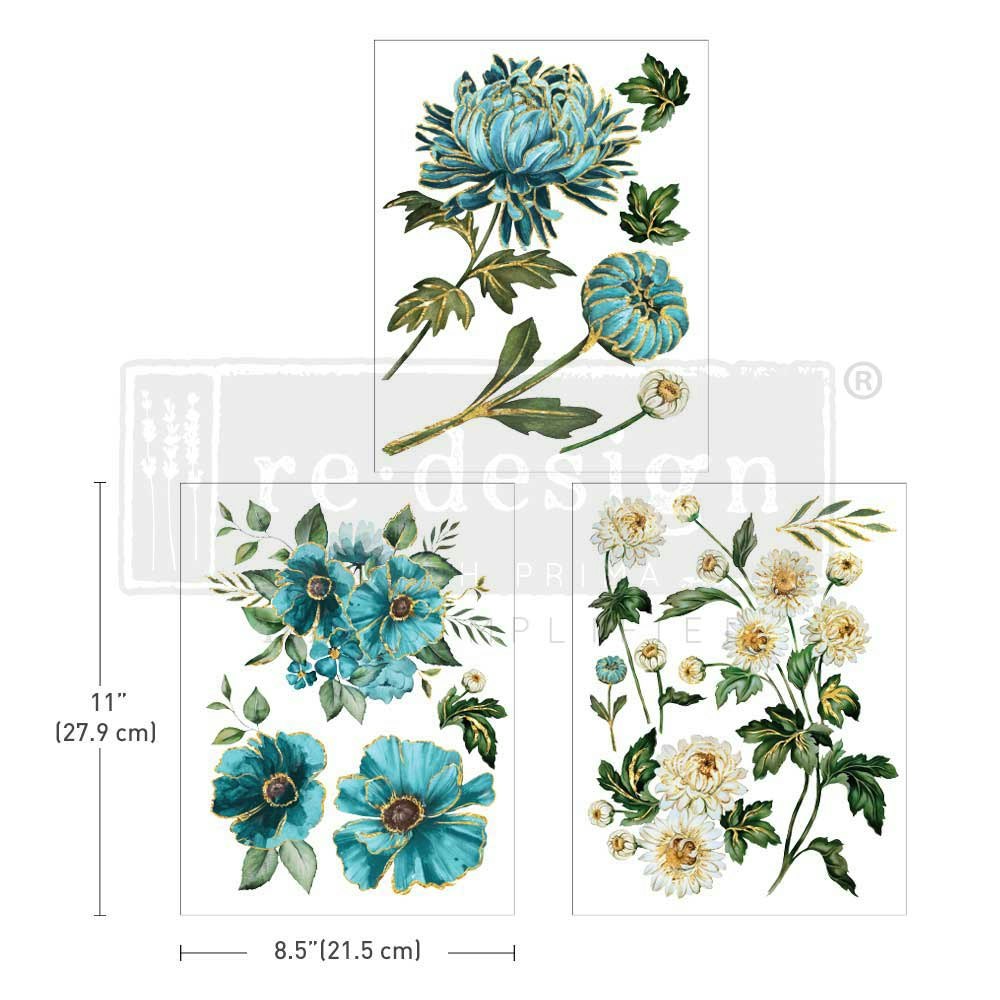 TRANSFERMOTIV - Re Design Décor Transfers - Gilded Floral - A4 (3-pack)