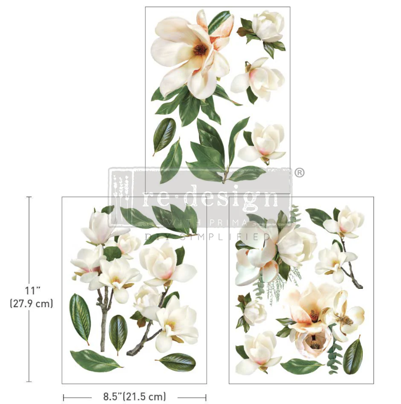 TRANSFERMOTIV - Re Design Décor Transfers -  La Gran Magnolia A4 (3-pack)