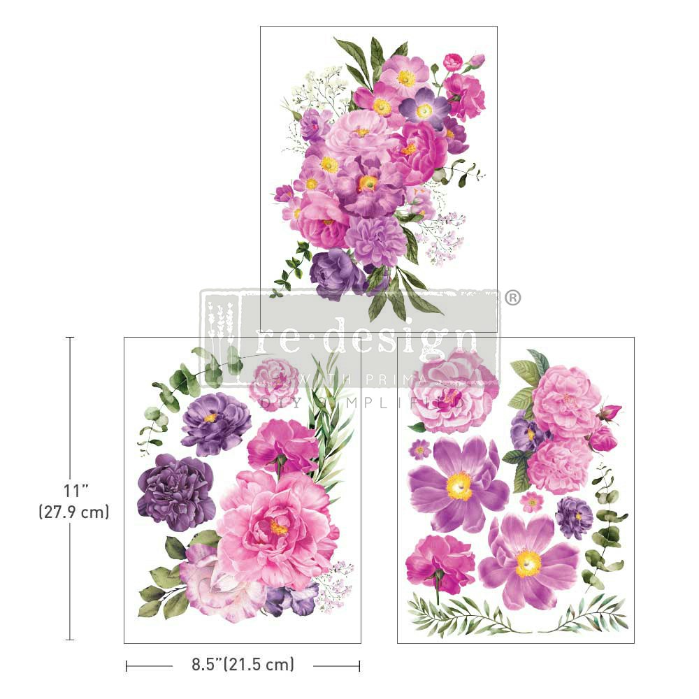 TRANSFERMOTIV - Re Design Décor Transfer - Purple Blossom (3-pack)