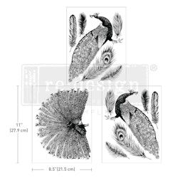 Re Design Décor Transfers®- Regal Peacock - A4 (3-pack)