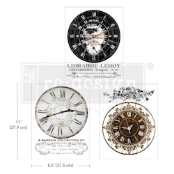 Re Design Décor Transfers®- Vintage Clocks - A4 (3-pack)