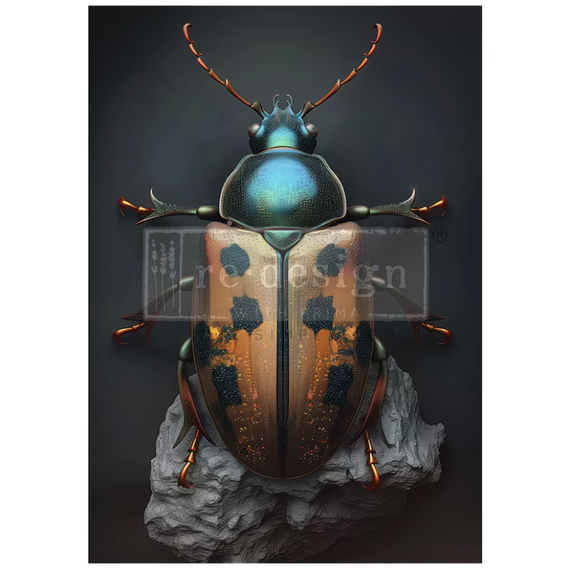DECOUPAGEPAPPER - Re Design - A1 Decoupage Fiber Paper - Brass Scarab