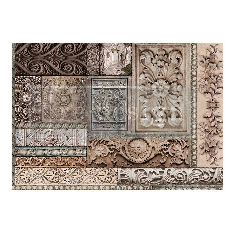 DECOUPAGEPAPPER - Re Design - A1 Decoupage Fiber Paper - Carved Stonework