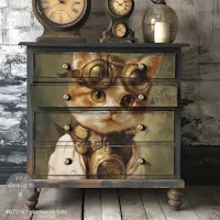 Re Design - A1 Decoupage Fiber Paper - Clockwork Kitty 59x84cm
