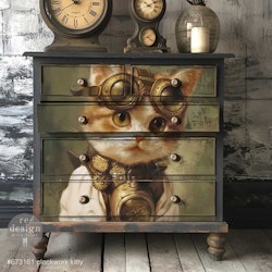 Re Design - A1 Decoupage Fiber Paper - Clockwork Kitty 59x84cm