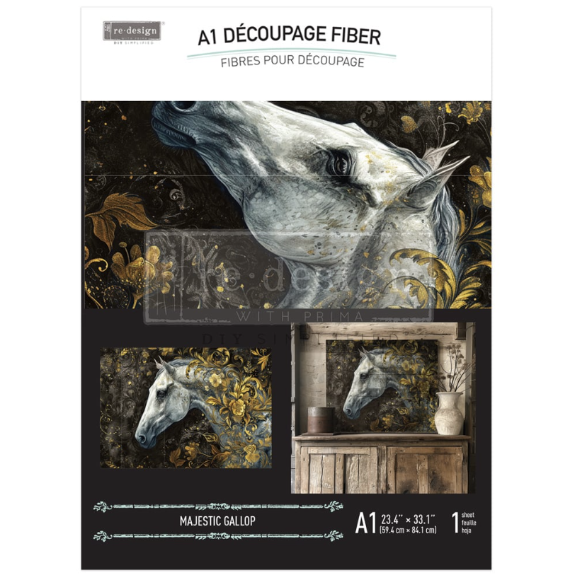 DECOUPAGEPAPPER - Re Design - A1 Decoupage Fiber Paper - Majestic Gallop