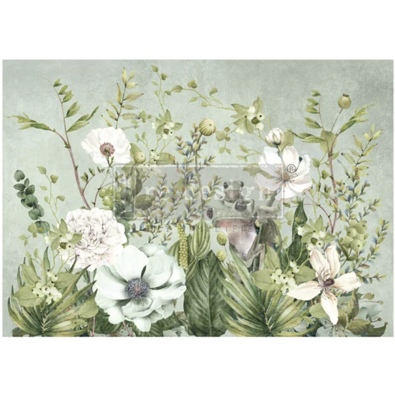 DECOUPAGEPAPPER - Re Design - A1 Decoupage Fiber Paper - Froggy Meadow Greens
