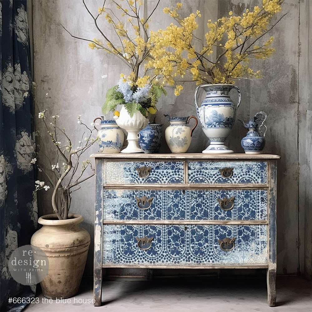 DECOUPAGEPAPPER - Re Design - A1 Decoupage Fiber Paper - The Blue House
