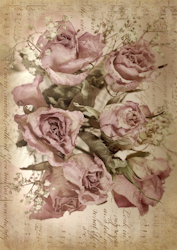 Belles and Whistles Rice Papers - Sepia Rose Song - A1 ca 59x84cm