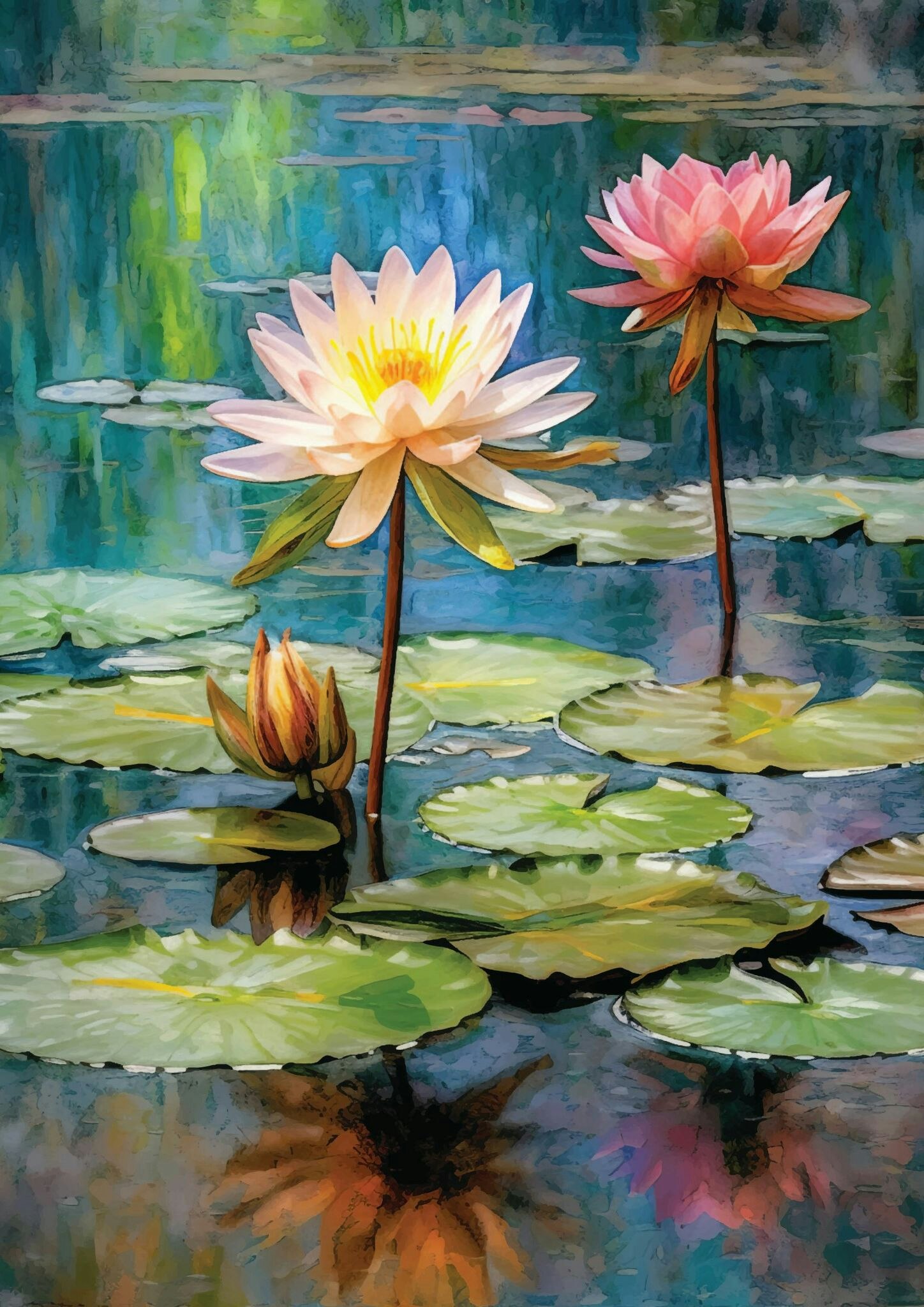 DECOUPAGEPAPPER - Belles & Wistles - A1 Rice Papers - Lily Pads