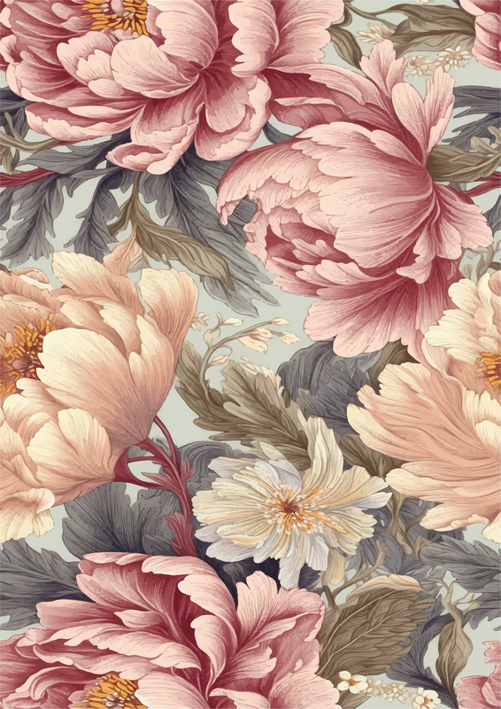 DECOUPAGEPAPPER - Belles & Wistles - A1 Rice Papers - Peaceful Peonies