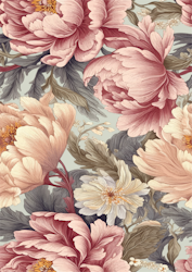 Belles and Whistles Rice Papers - Peaceful Peonies - A1 ca 59x84cm