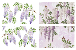 Belles and Whistles - Transfer - Wisteria Spring ca 94x61cm