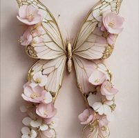 MINT - A1 Decoupagepapper (ca 59x84cm) - PINK BUTTERFLY
