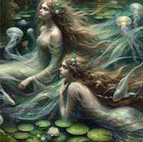 MINT - A1 Decoupagepapper (ca 59x84cm) - SONG OF THE WATER SPIRITS