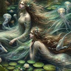 MINT - A1 Decoupagepapper (ca 59x84cm) - SONG OF THE WATER SPIRITS