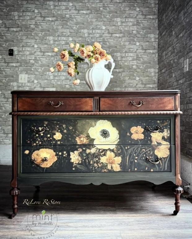 DECOUPAGE - MINT - Decoupagepapper (på bild A1) - Flower Horozental