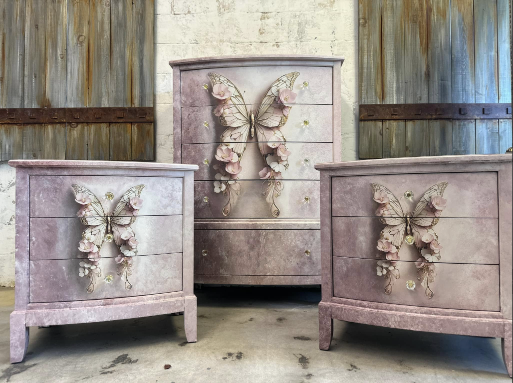 DECOUPAGE - MINT - Decoupagepapper (på bild A1) - Pink Butterfly