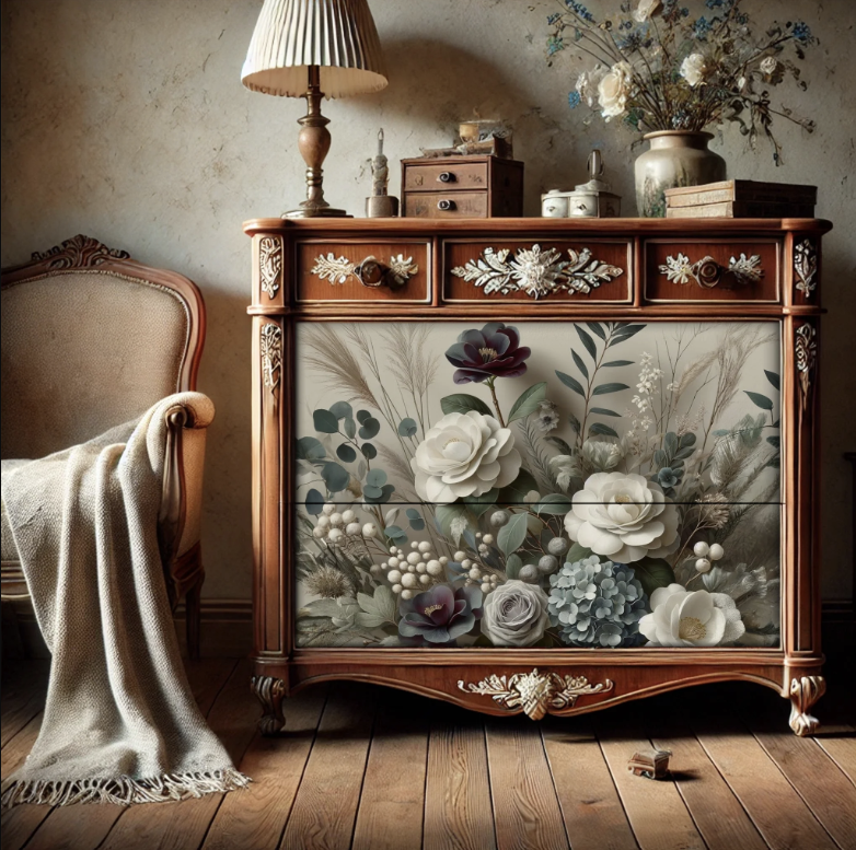 DECOUPAGE - MINT - Decoupagepapper (på bild A1) - Winter Petals