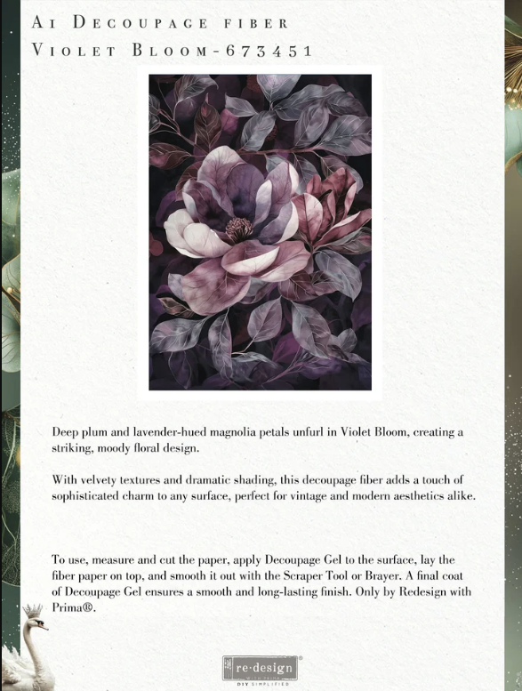 DECOUPAGE - Re Design - A1 Decoupagepapper - Violet Bloom