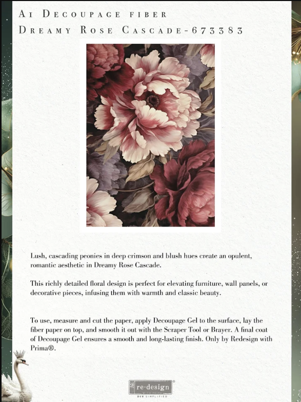 DECOUPAGE - Re Design - A1 Decoupagepapper - Dreamy Rose Cascade
