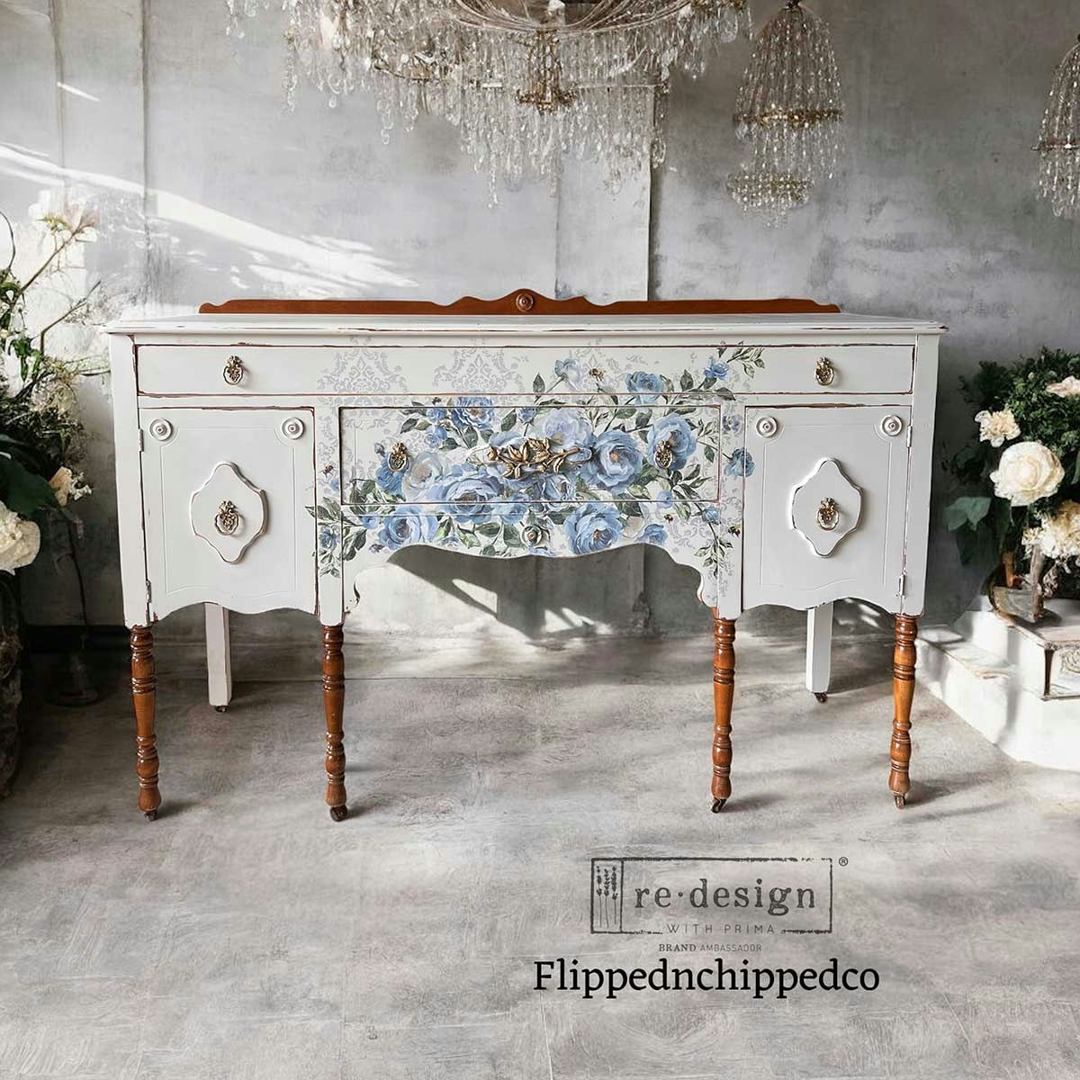 Re Design Décor Transfer Azure Blossom - Mått: ca 61x89cm