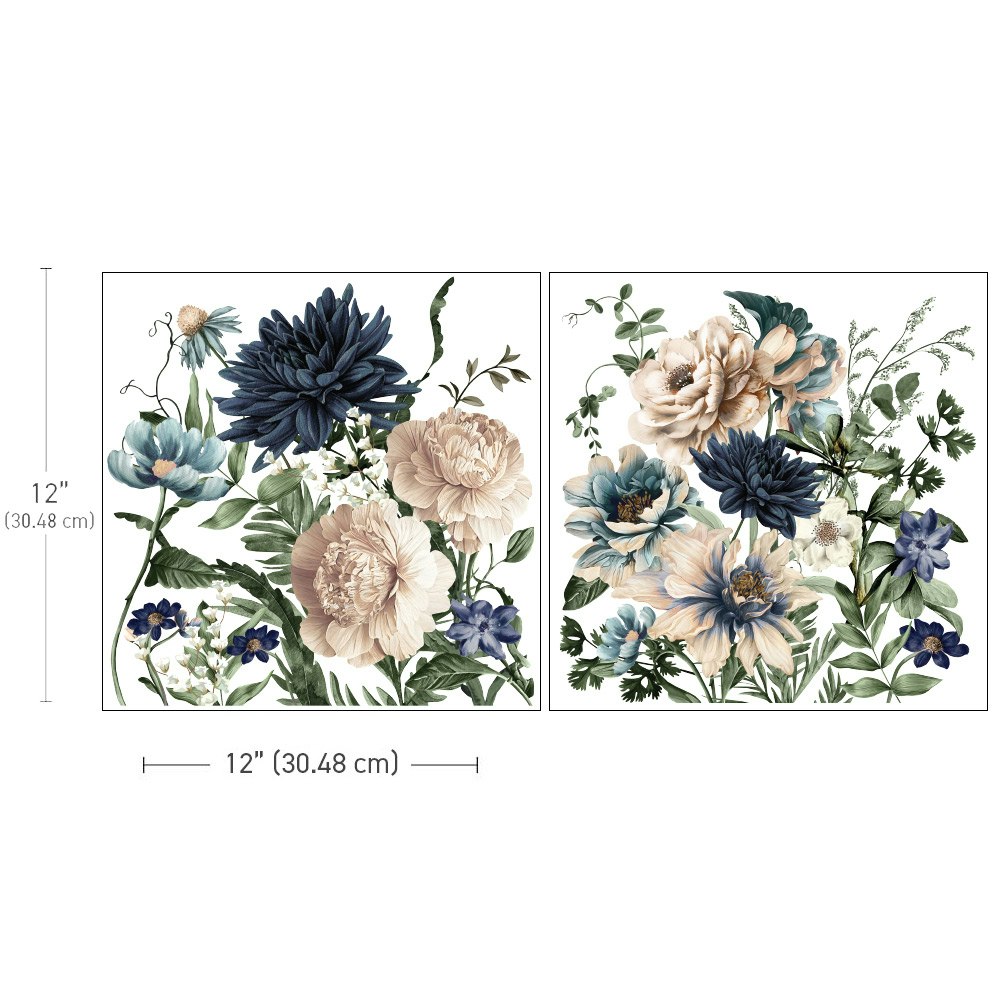Re Design Décor MAXI Transfers®- Cerulean Blooms - ca 30x30cm (2-pack)